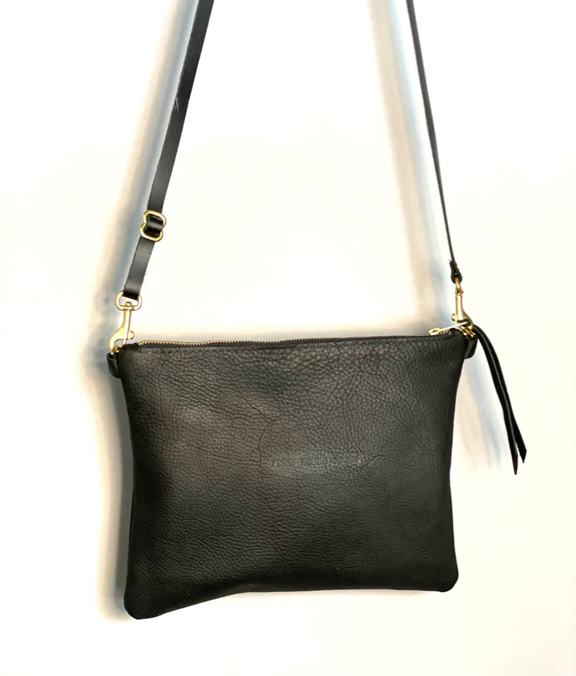 Black Woven Leather Crossbody Bag, Bags: Olive & Cocoa, LLC