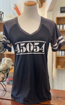 Black Shirt/Grey Sleeve Women's V-Neck T-Shirt
