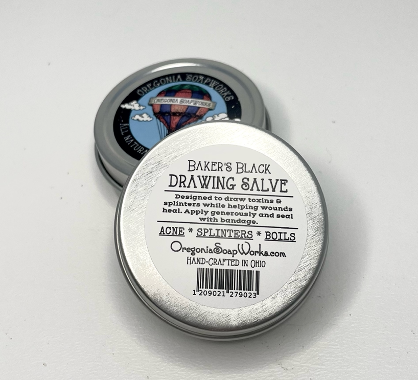 Baker's Black Drawing Salve – Oregonia SoapWorks